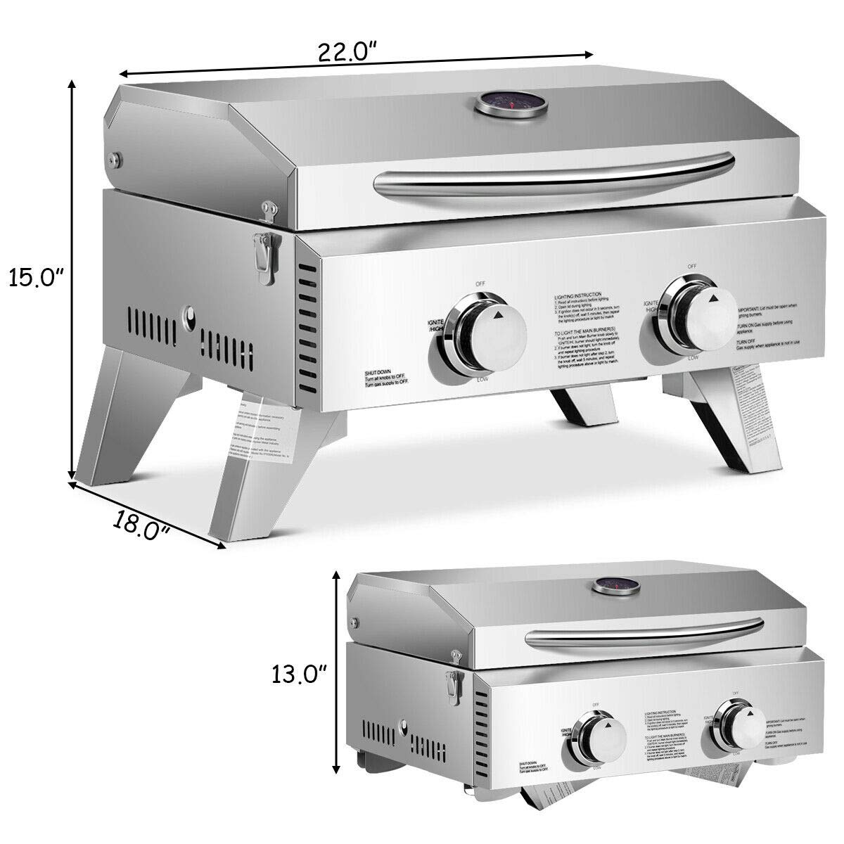 craques Giantex propane grill 4 burner portable stainless steel outdoor barbecue with control knobs