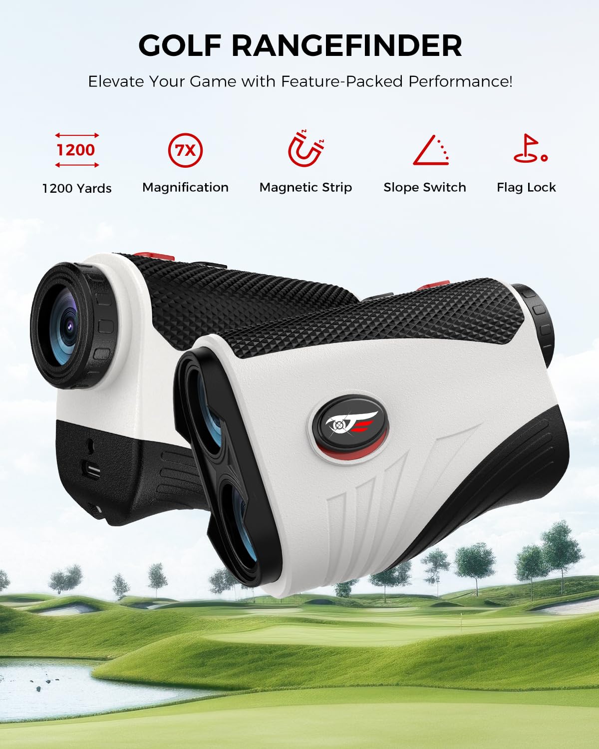 Craques golf rangefinder with slope featuring 1200 yards range 7x magnification and slope switch