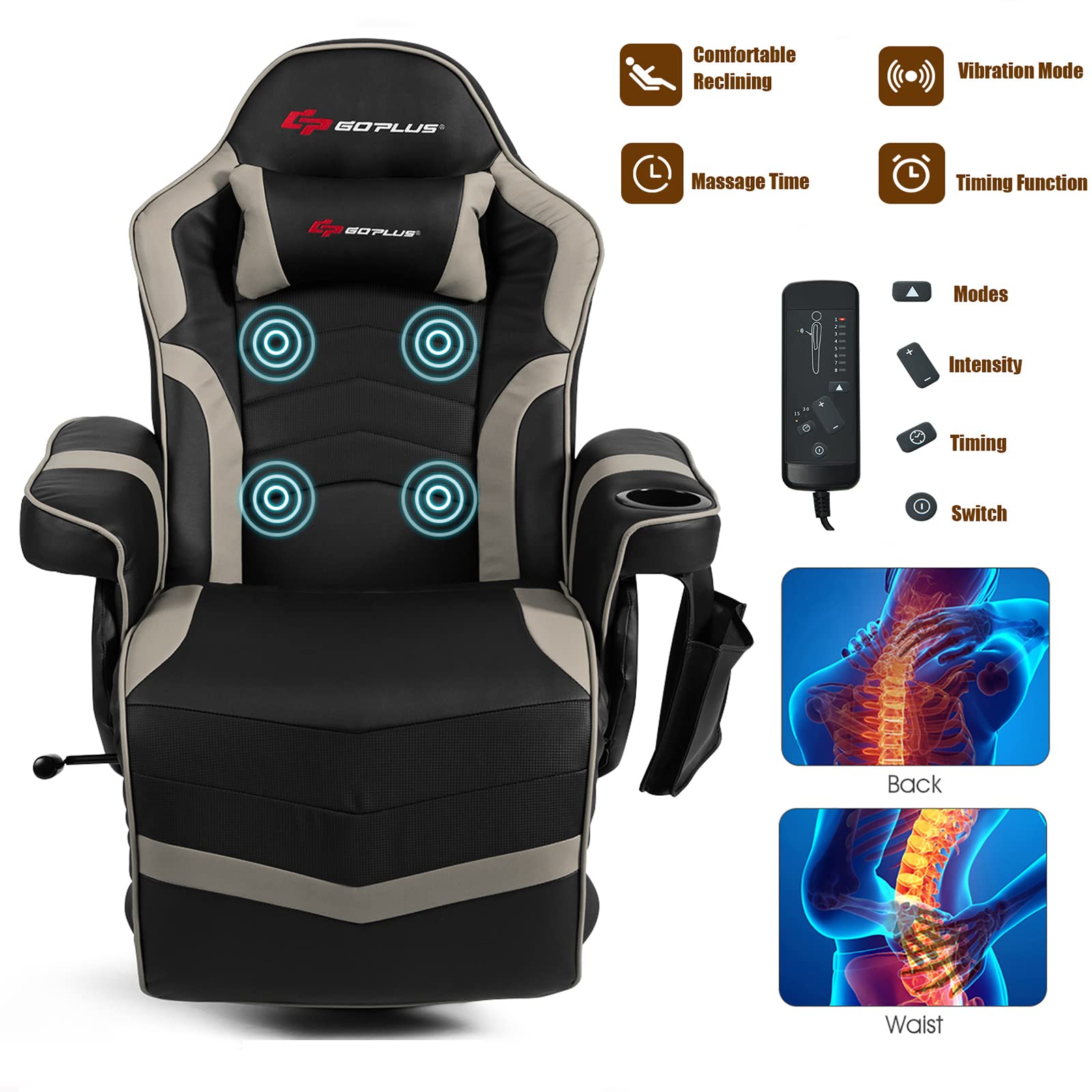 Craques massage gaming chair for adults with comfortable reclining and vibration mode features