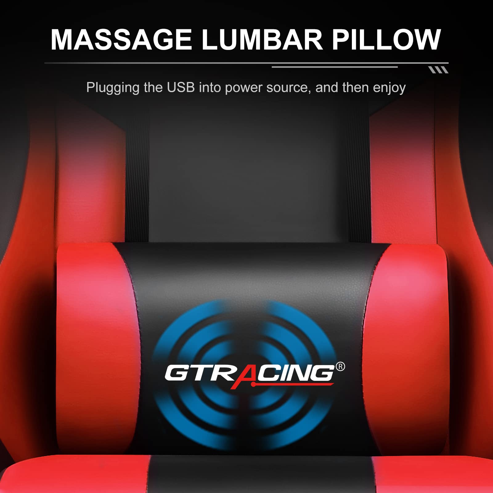 Ergonomic gaming chair with footrest featuring massage lumbar pillow and USB power plug from craques