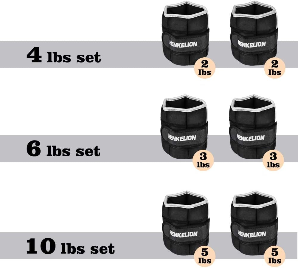 Craques adjustable ankle weights for workout available in 4 lbs, 6 lbs, and 10 lbs sets with black design