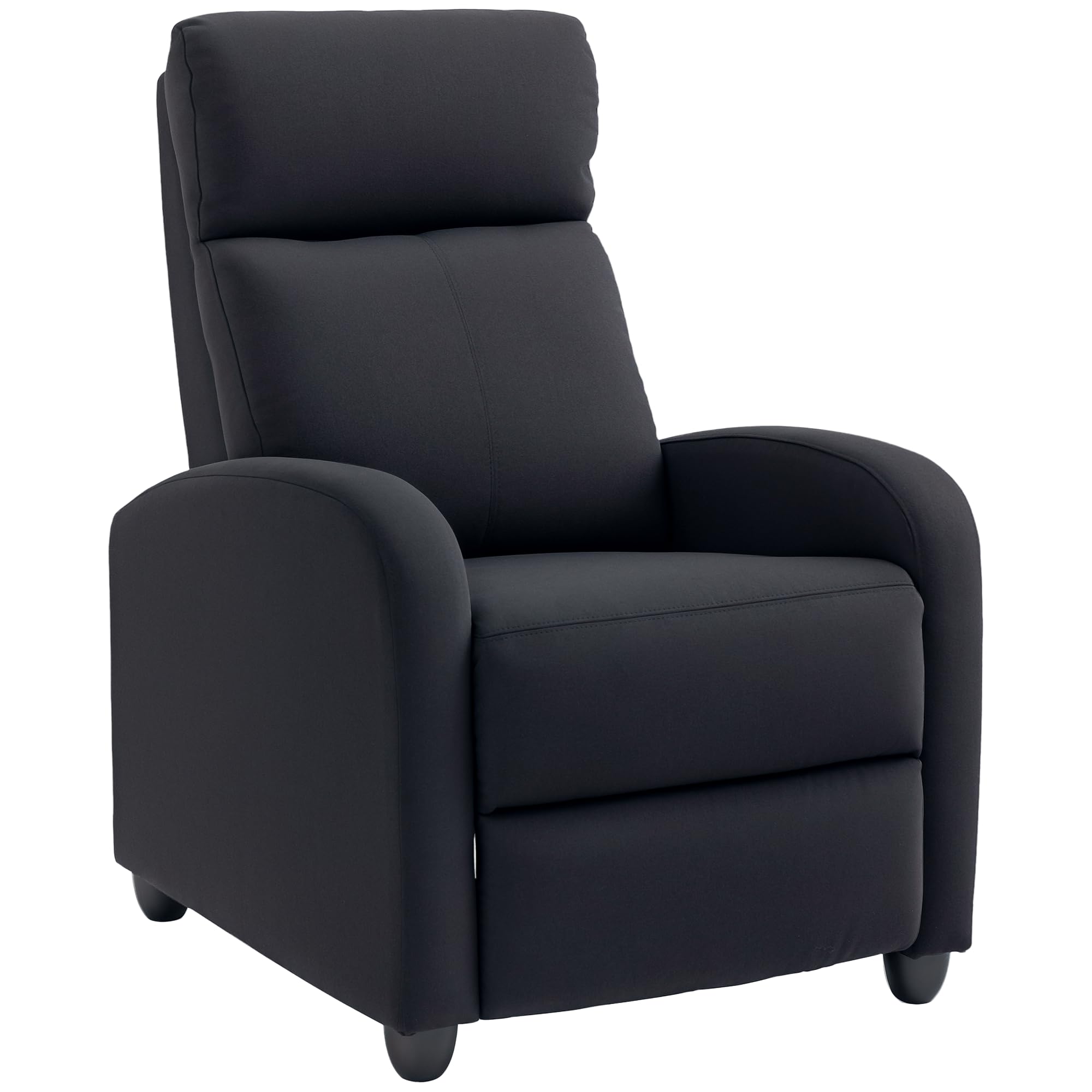 Black HOMCOM push back recliner chair with cushioned seat and armrests for living room comfort