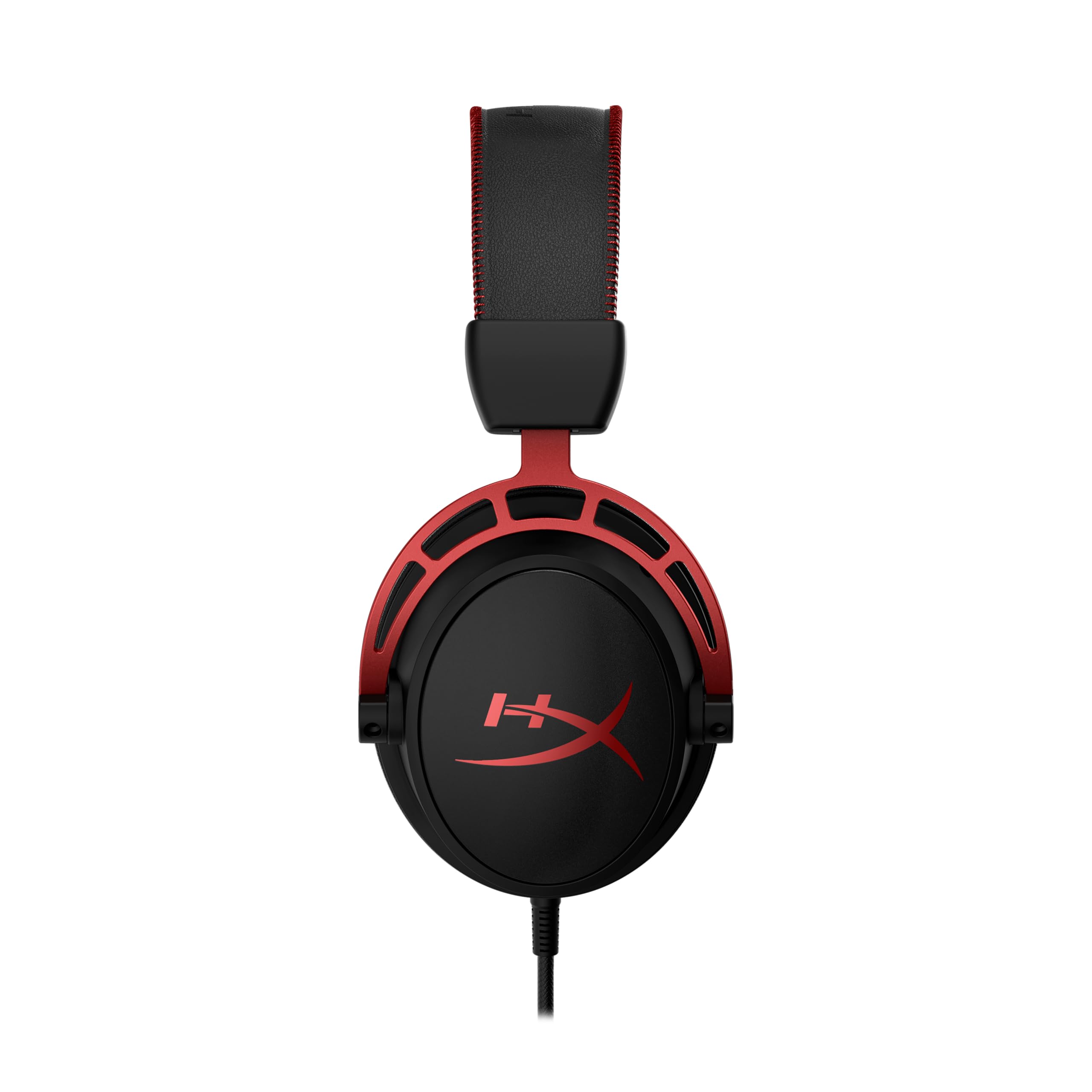 Black and red HyperX Cloud Alpha gaming headset with cushioned ear cups and adjustable headband