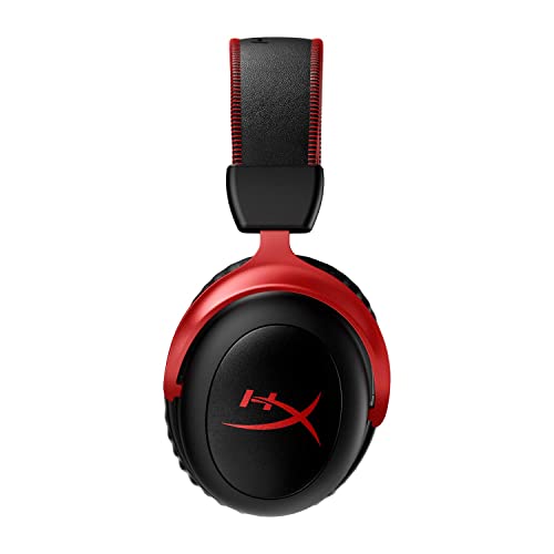 HyperX Cloud II gaming headset in black and red with cushioned ear cups and adjustable headband