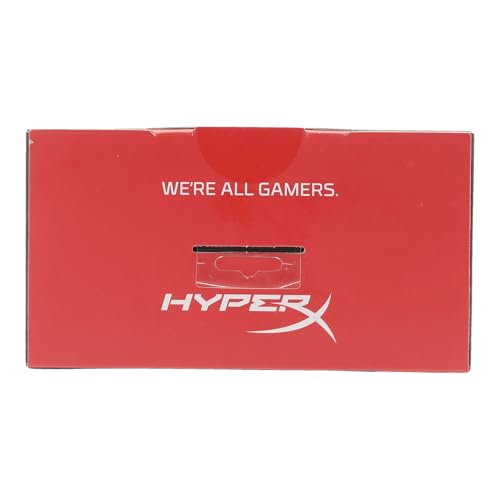 Red box packaging for HyperX Cloud II gaming headset with white branding and slogan we're all gamers