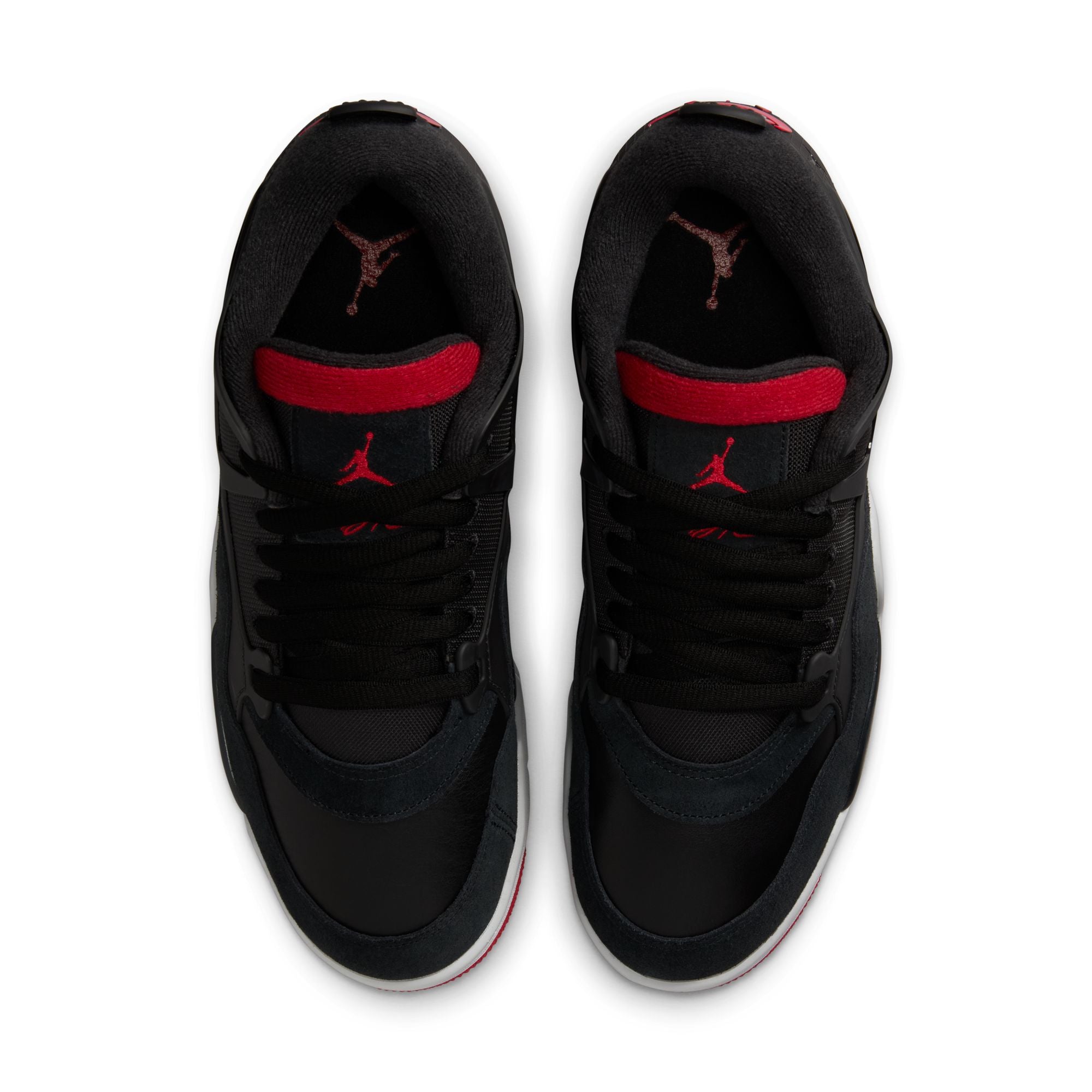 Top view of Air Jordan 4 RM men's sneakers featuring sleek black design and vibrant detailing