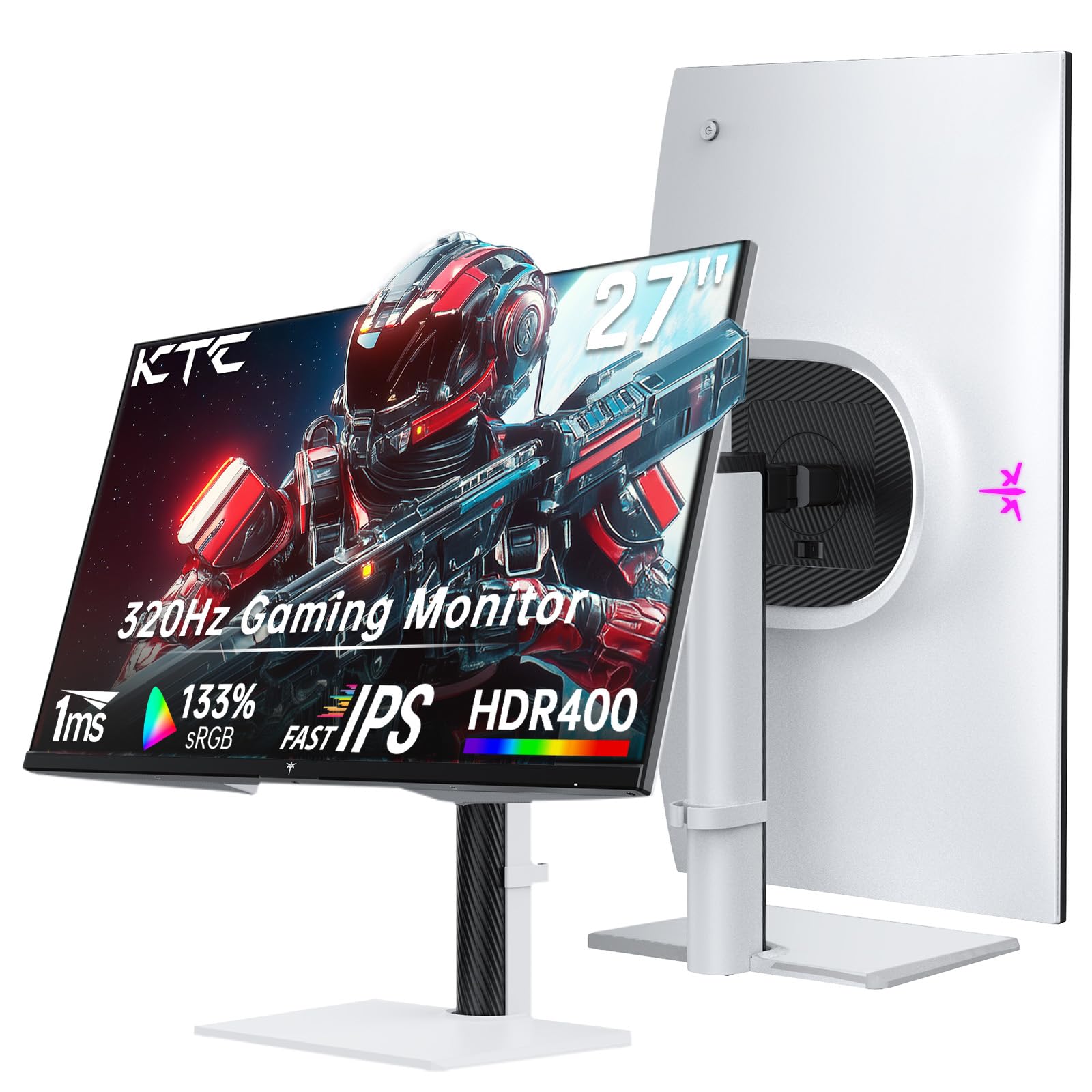 KTC 24 inch gaming monitor with sleek white stand and 320Hz refresh rate display