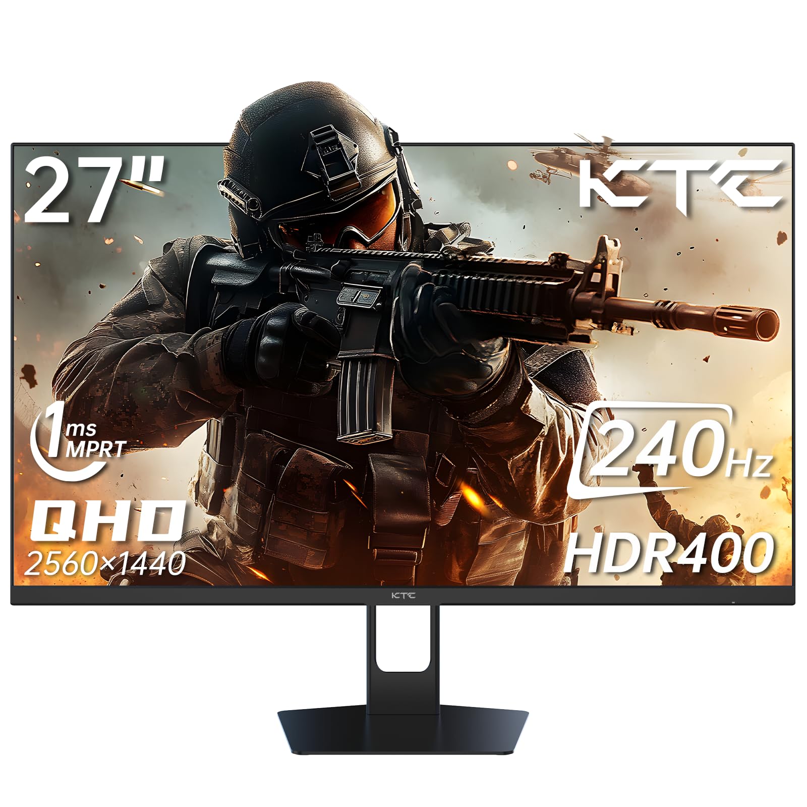 KTC 24 inch gaming monitor by craques with 27 inch display QHD 240Hz and HDR400 for immersive gaming