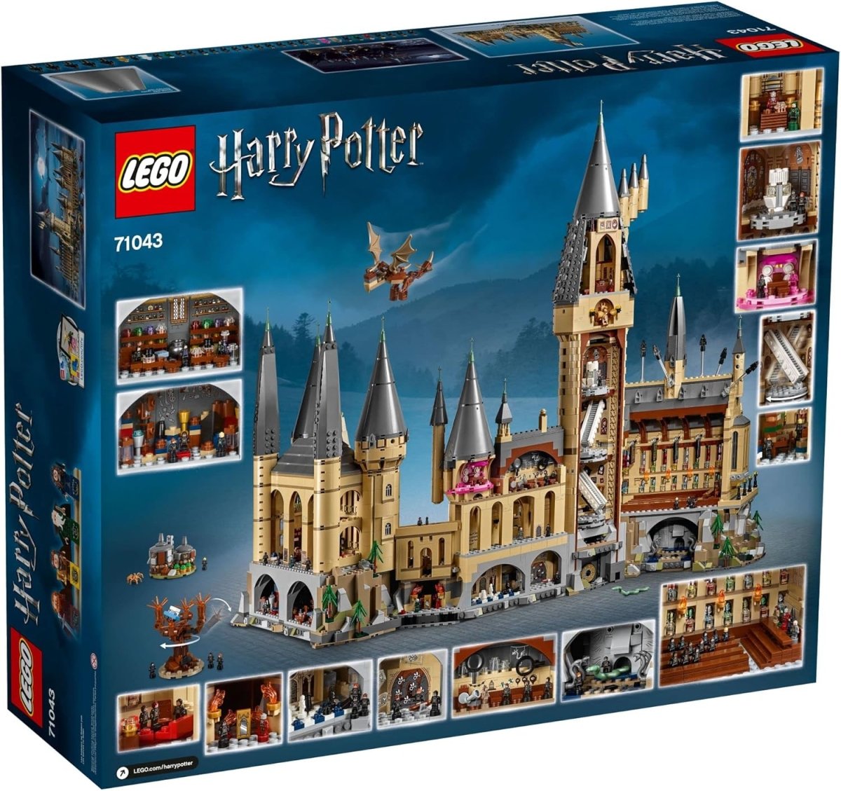 LEGO Harry Potter Hogwarts Castle set box featuring detailed castle with towers and minifigures