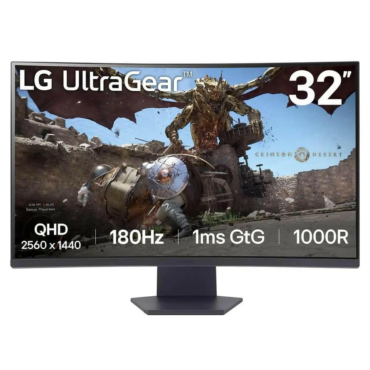 LG Ultragear 32 inch gaming monitor with QHD 2560x1440 resolution and 180Hz refresh rate