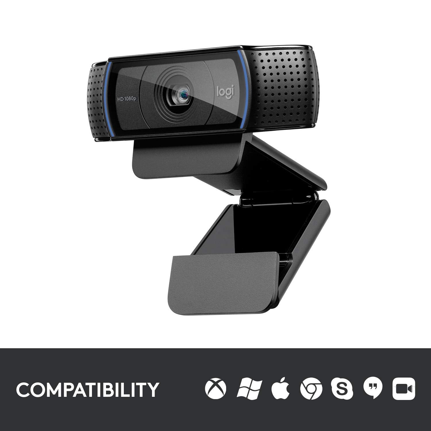 Logitech C920x HD Pro Webcam with HD 1080p video and adjustable clip mount for versatile compatibility