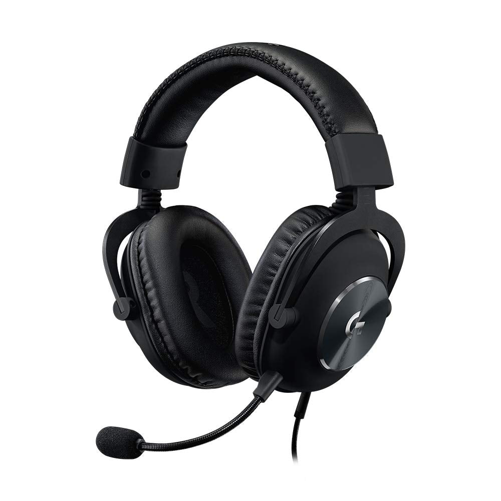 Logitech G PRO X gaming headset in black with padded ear cups and adjustable microphone