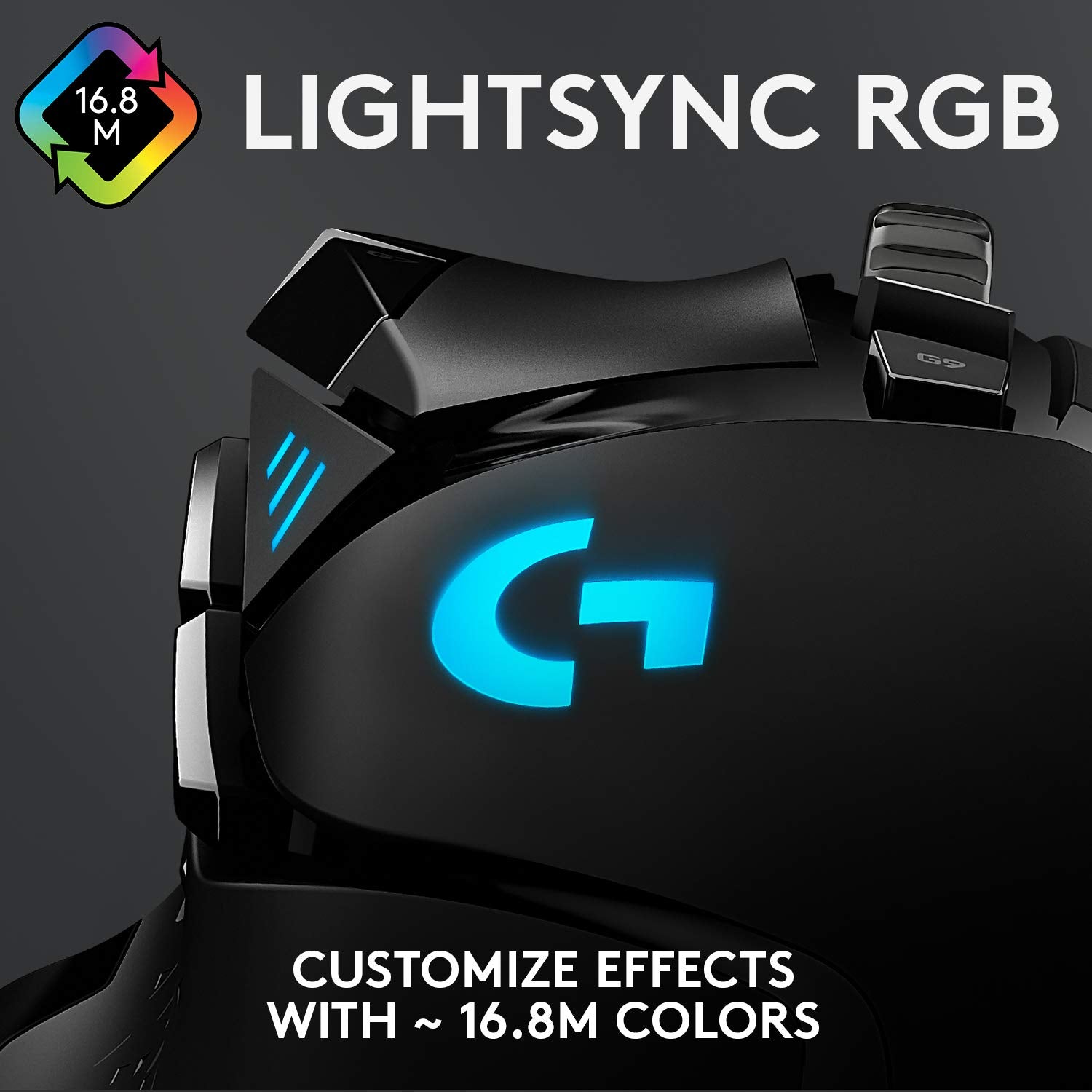 Logitech G502 HERO gaming mouse with LIGHTSYNC RGB customizable effects and 16.8 million colors