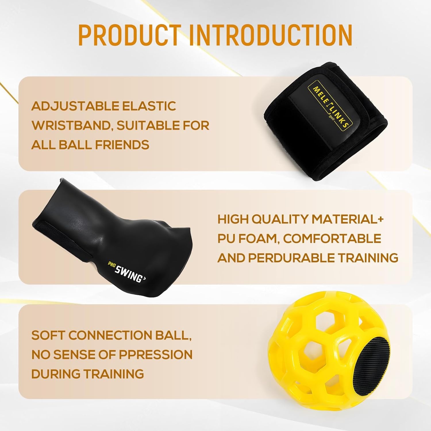 Golf swing trainer ball set with adjustable elastic wristband and soft connection ball for comfortable practice