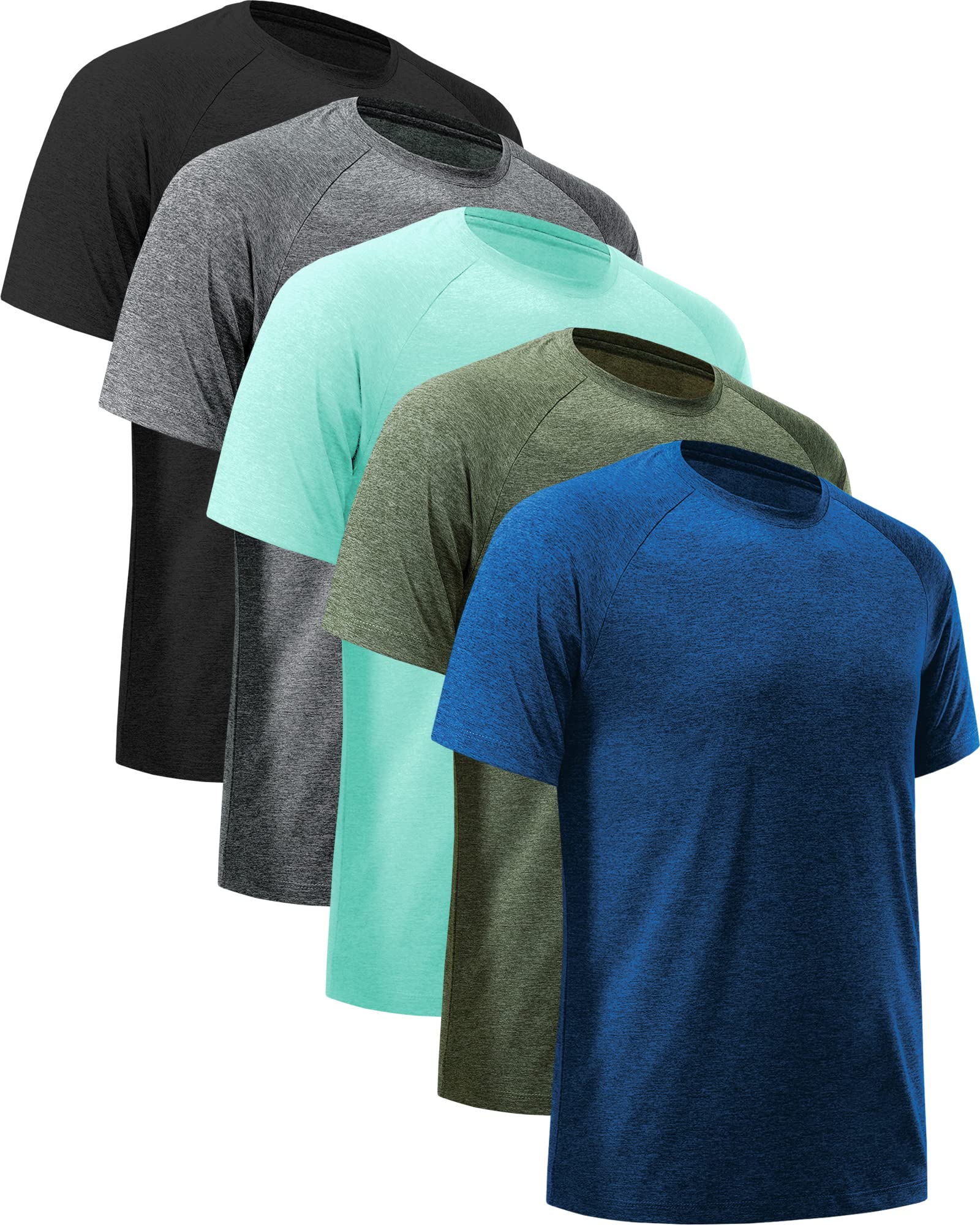 Craques men's moisture wicking workout shirts in black gray teal green and blue colors