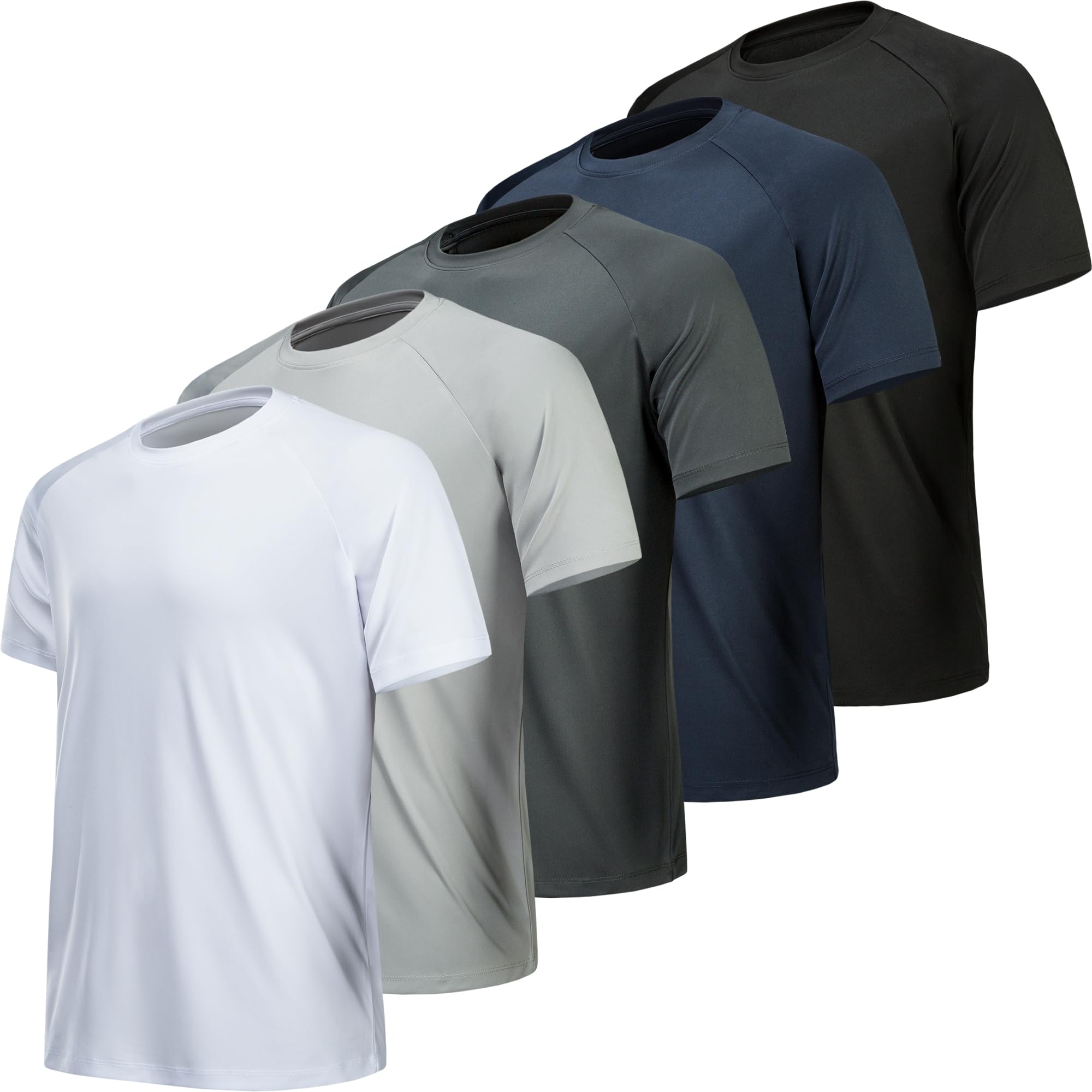 Craques men's moisture wicking workout shirts in white gray navy and black colors