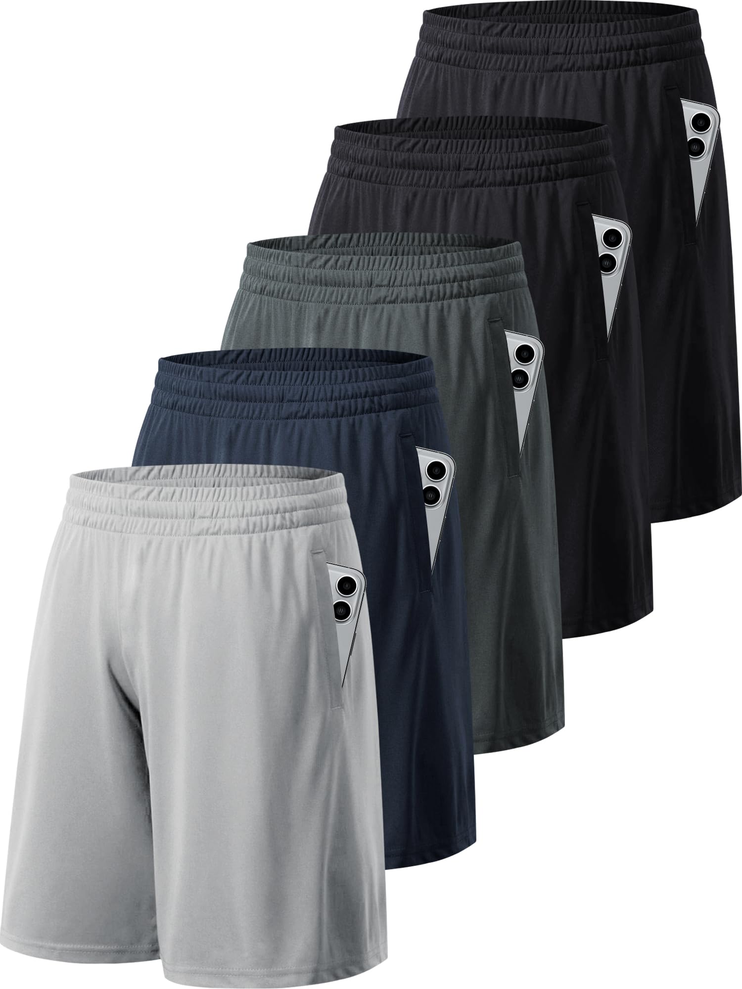 Craques men's workout shorts in five colors with elastic waistband and side pockets