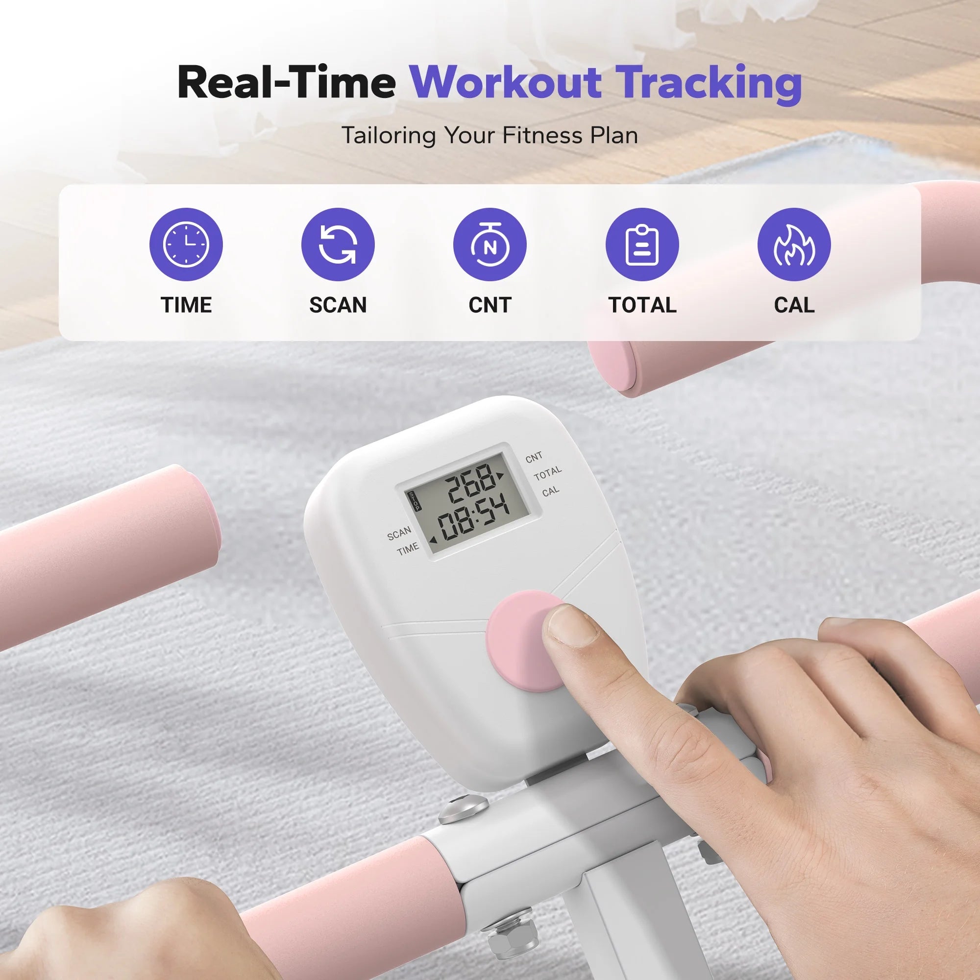 Adjustable squat assist trainer with digital real-time workout tracking and fitness plan tailoring