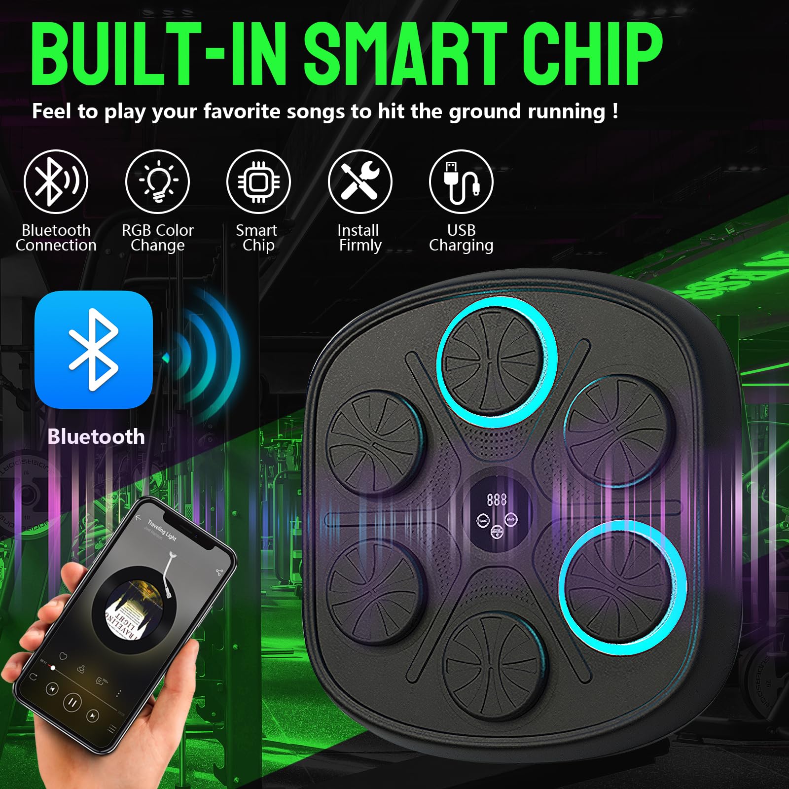 Craques music boxing machine with built-in smart chip Bluetooth RGB color change and USB charging