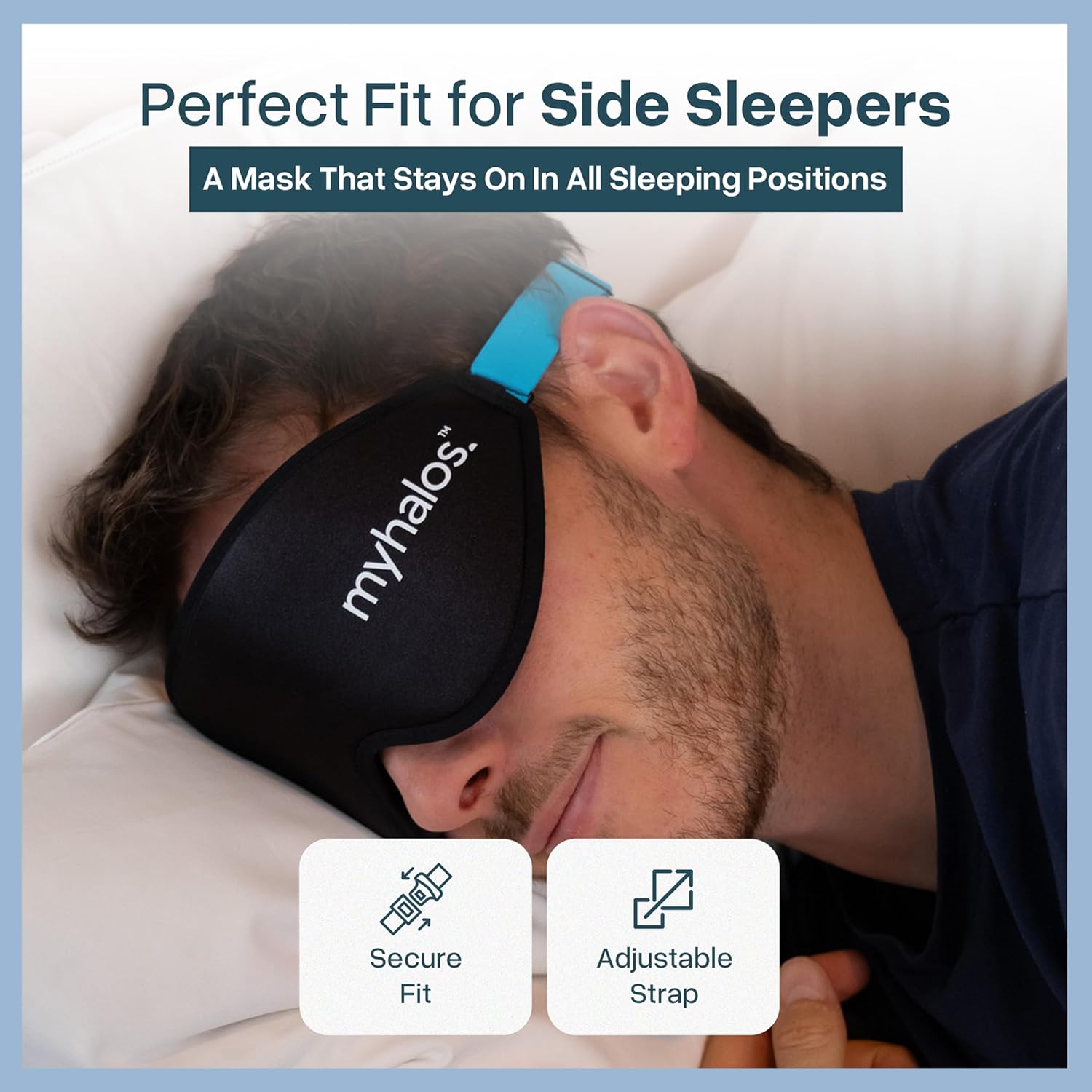 Craques 100 percent blackout sleep mask in black with adjustable strap, perfect fit for side sleepers