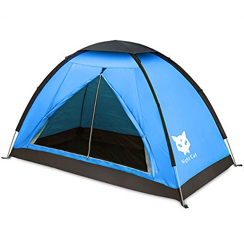 Blue and black craques 1 person backpacking tent with mesh door and durable frame