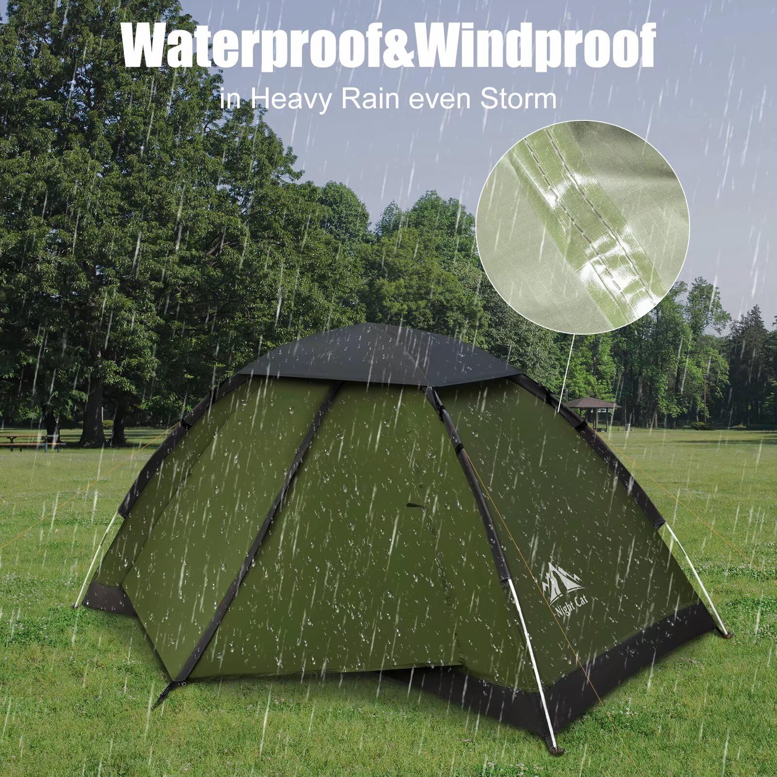 Craques 1 person backpacking tent waterproof and windproof in heavy rain on green grass