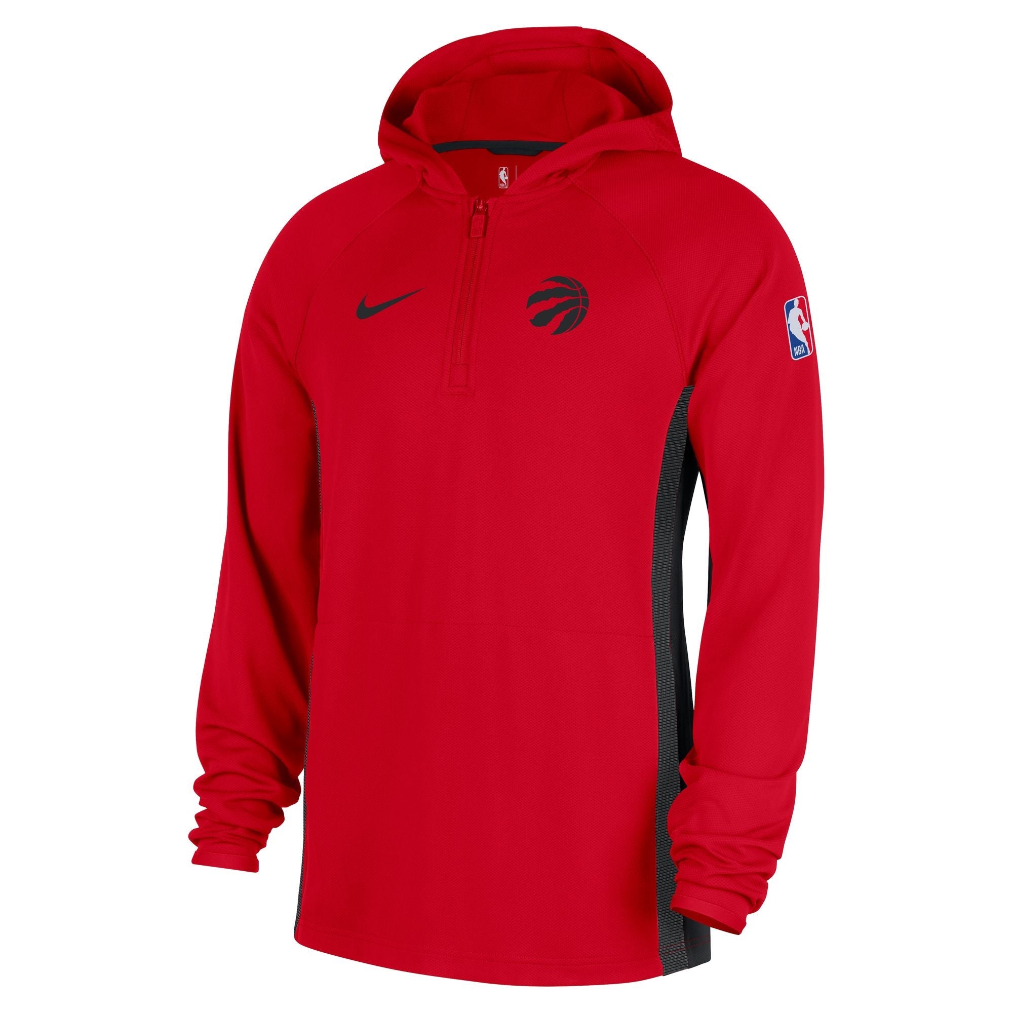 BB Branded Toronto Raptors men's hoodie in red with black accents and NBA logo on the sleeve