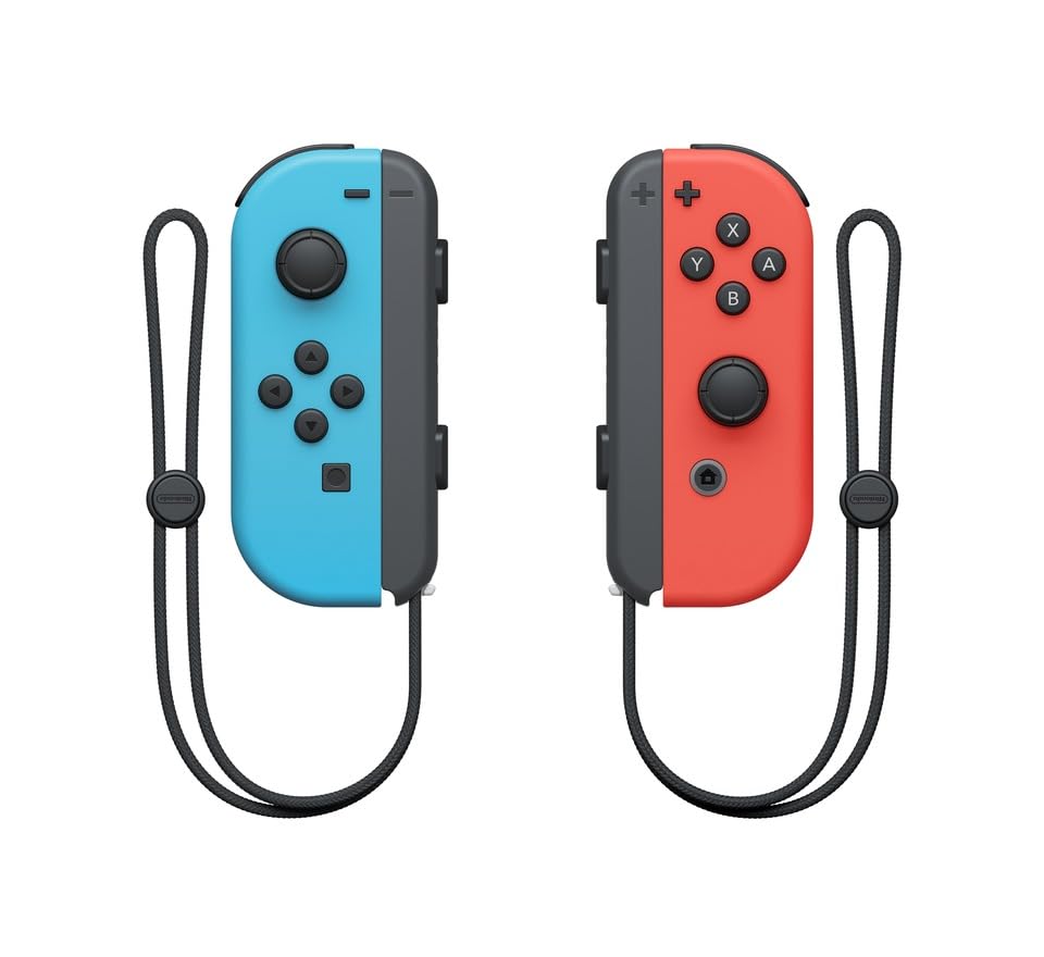 Nintendo Switch console deal featuring blue and red Joy-Con controllers with straps