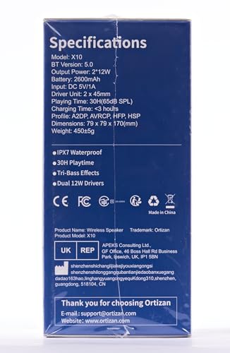 Craques portable waterproof Bluetooth speaker specifications with 30 hours playtime and dual 12W drivers