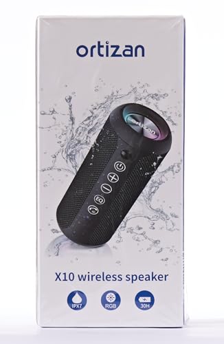 Ortizan X10 wireless portable waterproof Bluetooth speaker with RGB lights and 30-hour battery life