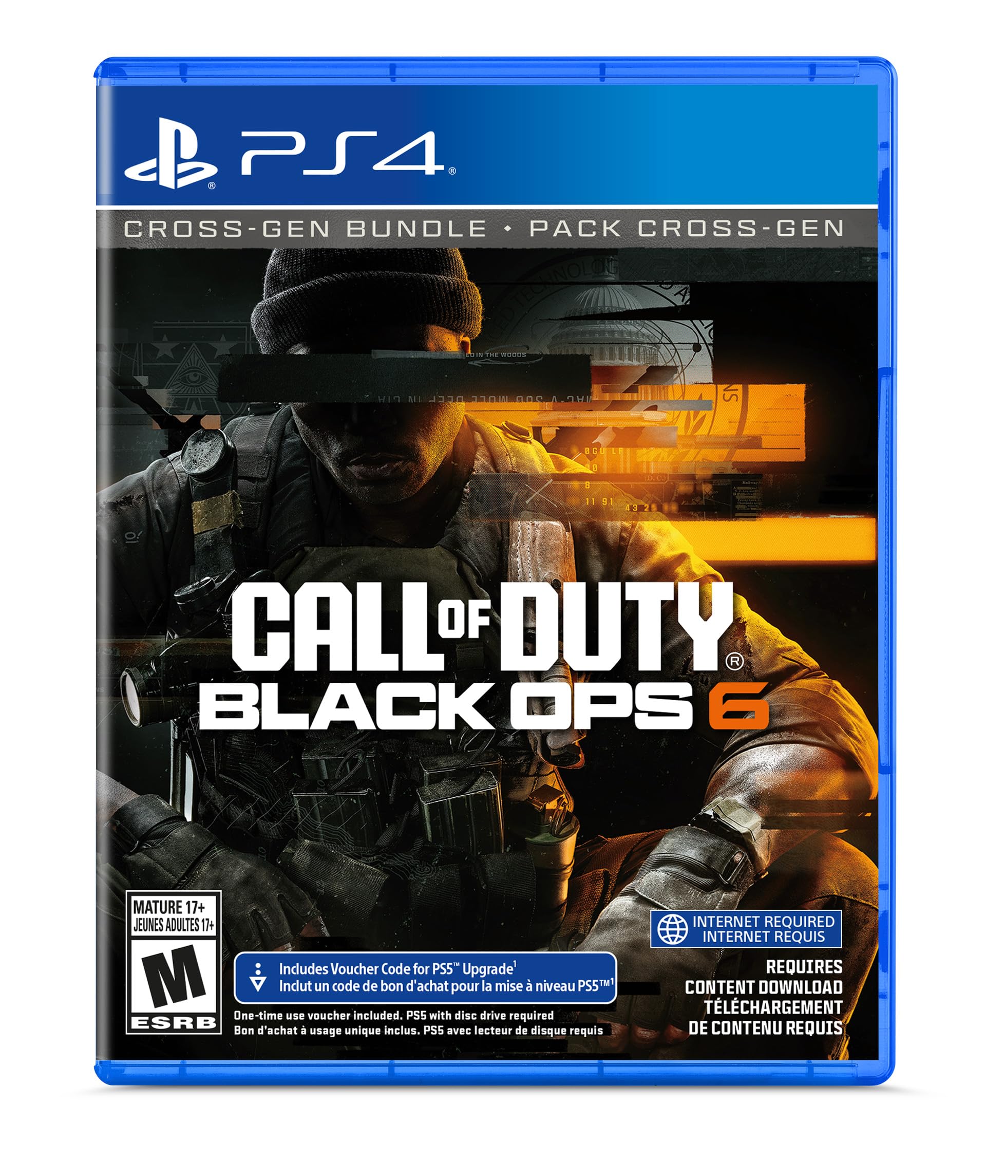 Call of Duty Black Ops 6 PS5 video game case for PS4 with cross-gen bundle and soldier in combat gear