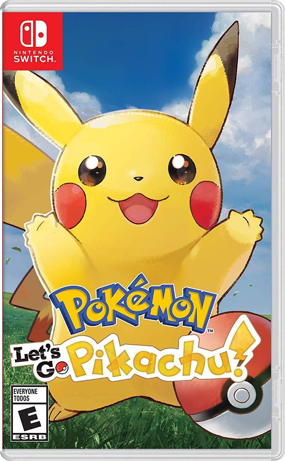 Pokemon Let's Go Pikachu Nintendo Switch game cover featuring Pikachu with a Pokeball
