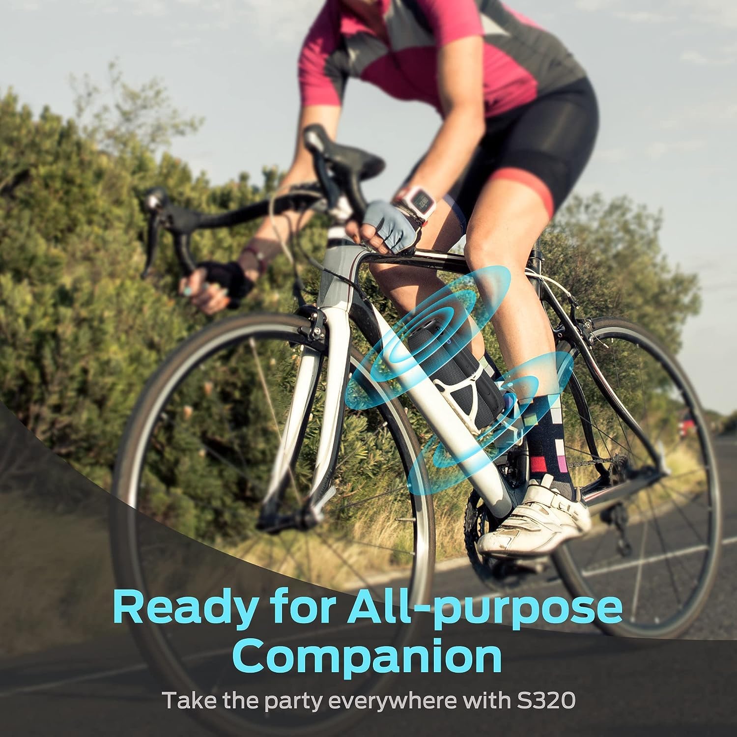 Craques portable bluetooth speaker 40W mounted on bike frame for outdoor activities