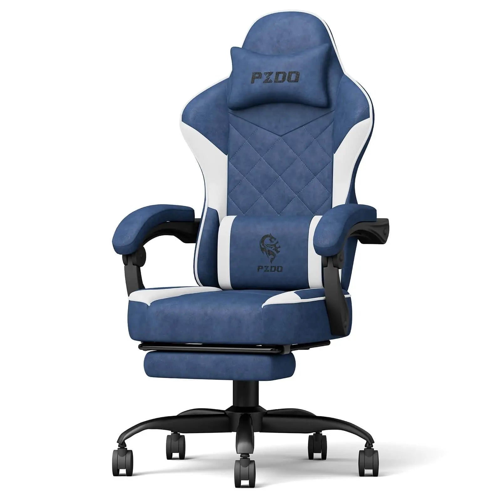craques ergonomic gaming chair for adults in blue and white with adjustable armrests and lumbar support
