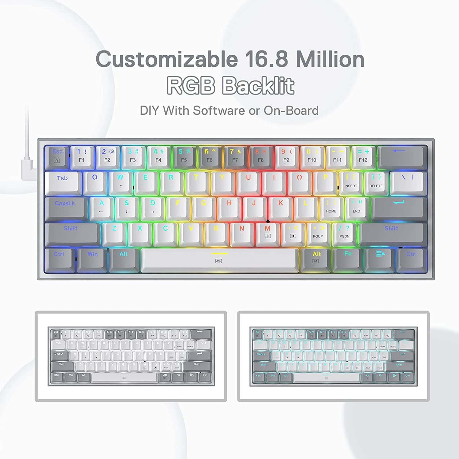 Craques 60% mechanical gaming keyboard with customizable 16.8 million RGB backlit keys and compact design
