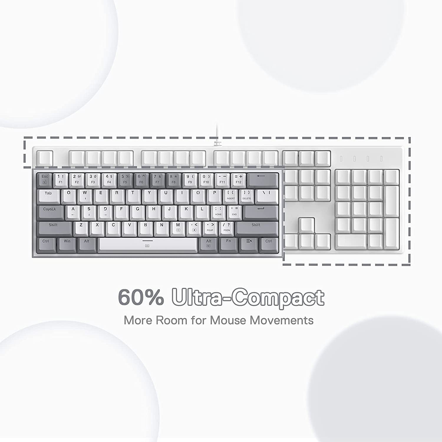 Craques 60% mechanical gaming keyboard ultra-compact design for more room in mouse movements