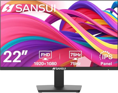 Sansui 22 inch FHD IPS monitor with 75Hz refresh rate and 1920x1080 resolution screen