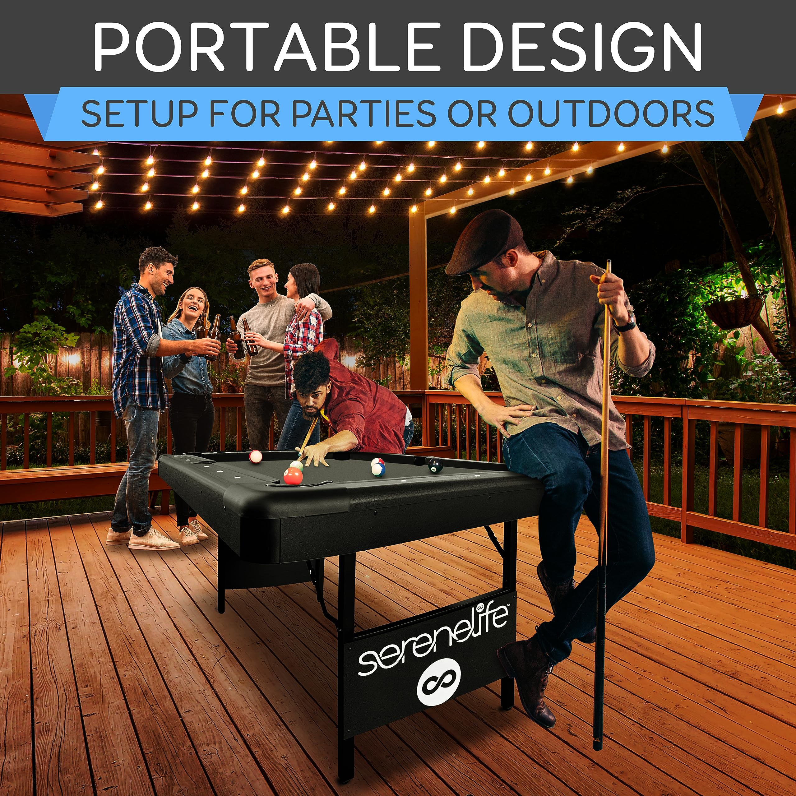 Craques foldable pool table for home with portable design ideal for parties and outdoor use