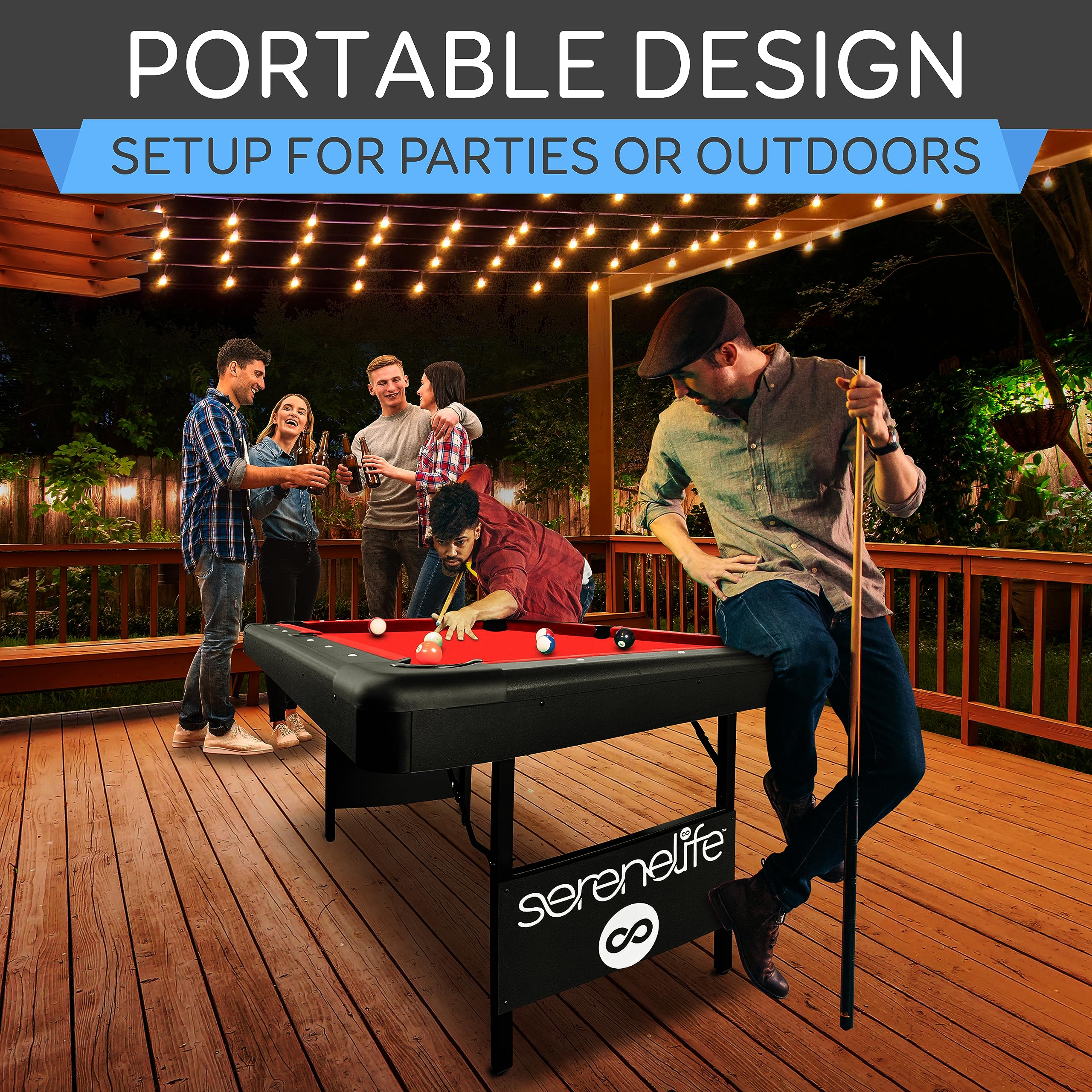 Craques foldable pool table for home with portable design perfect for parties or outdoor use