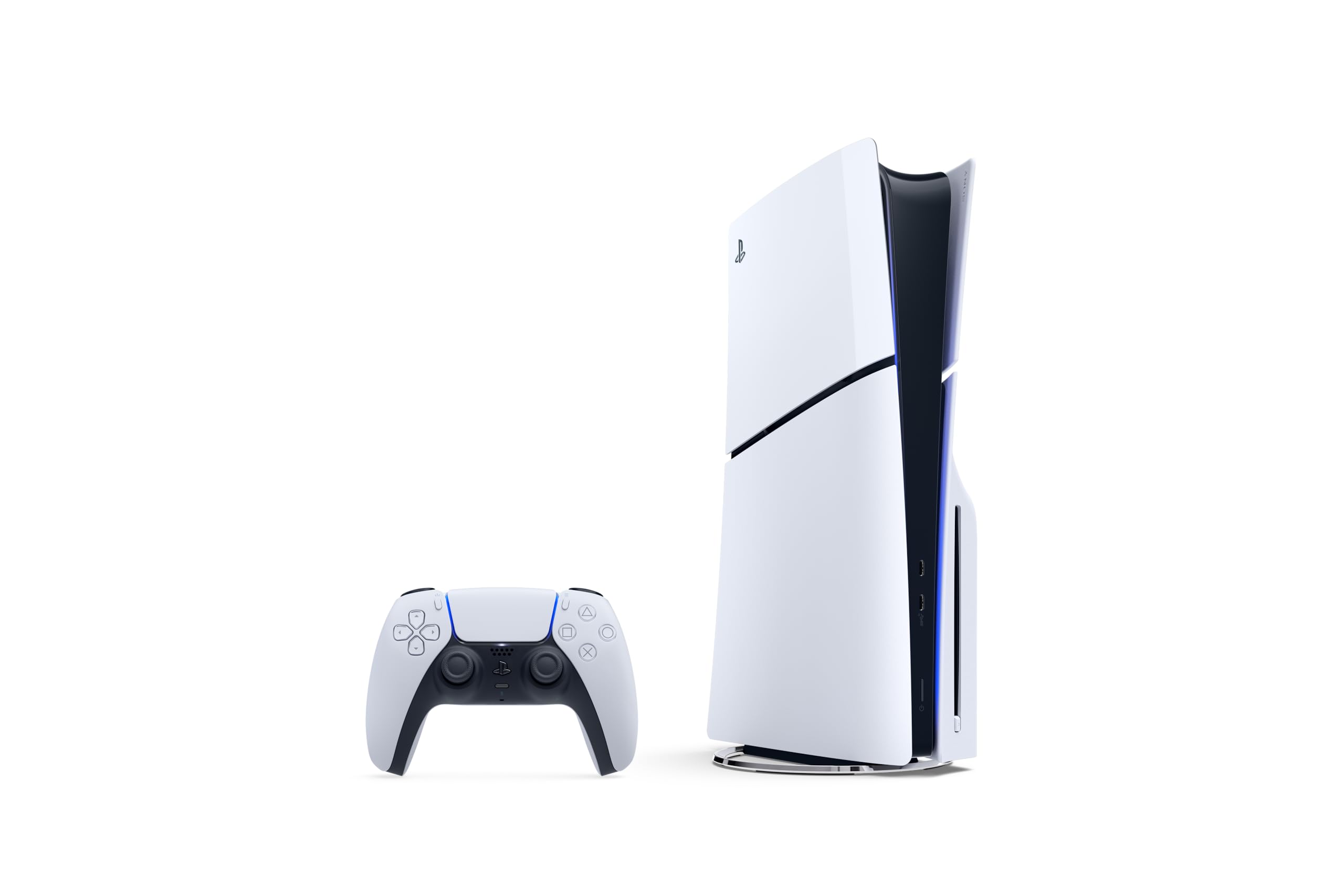 PlayStation 5 Digital Edition Slim console with white DualSense wireless controller by craques