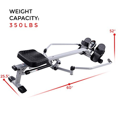 Craques compact rowing machine for home gym with 350 lbs weight capacity and dimensions 60 by 25.5 by 52 inches