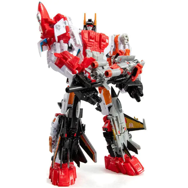 Craques 5 in 1 transformer toy in red white and black with jet and robot features