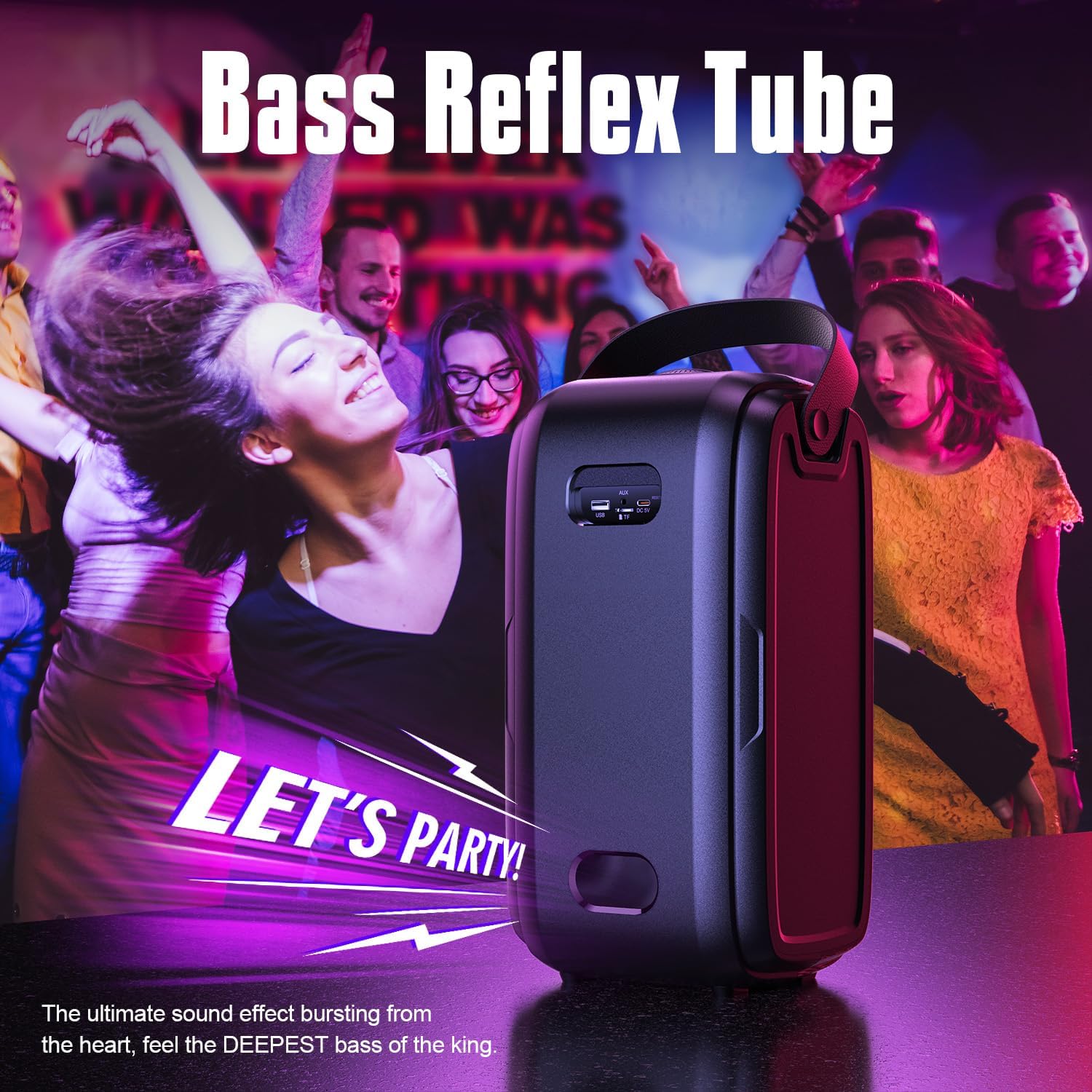 Craques portable party Bluetooth speaker with bass reflex tube design for deep bass and vibrant sound