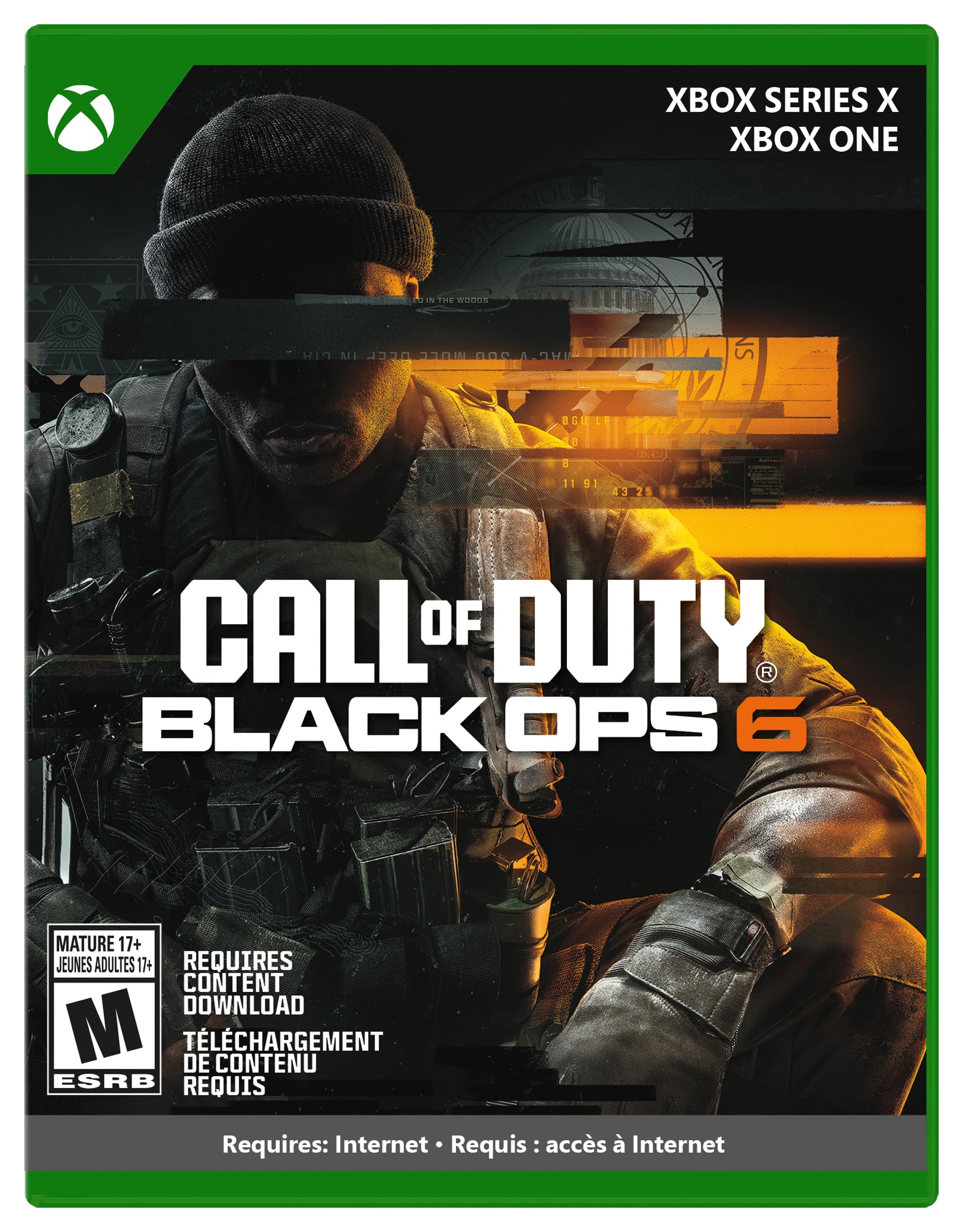Call of Duty Black Ops 6 PS5 video game cover featuring soldier in tactical gear for Xbox Series X and Xbox One