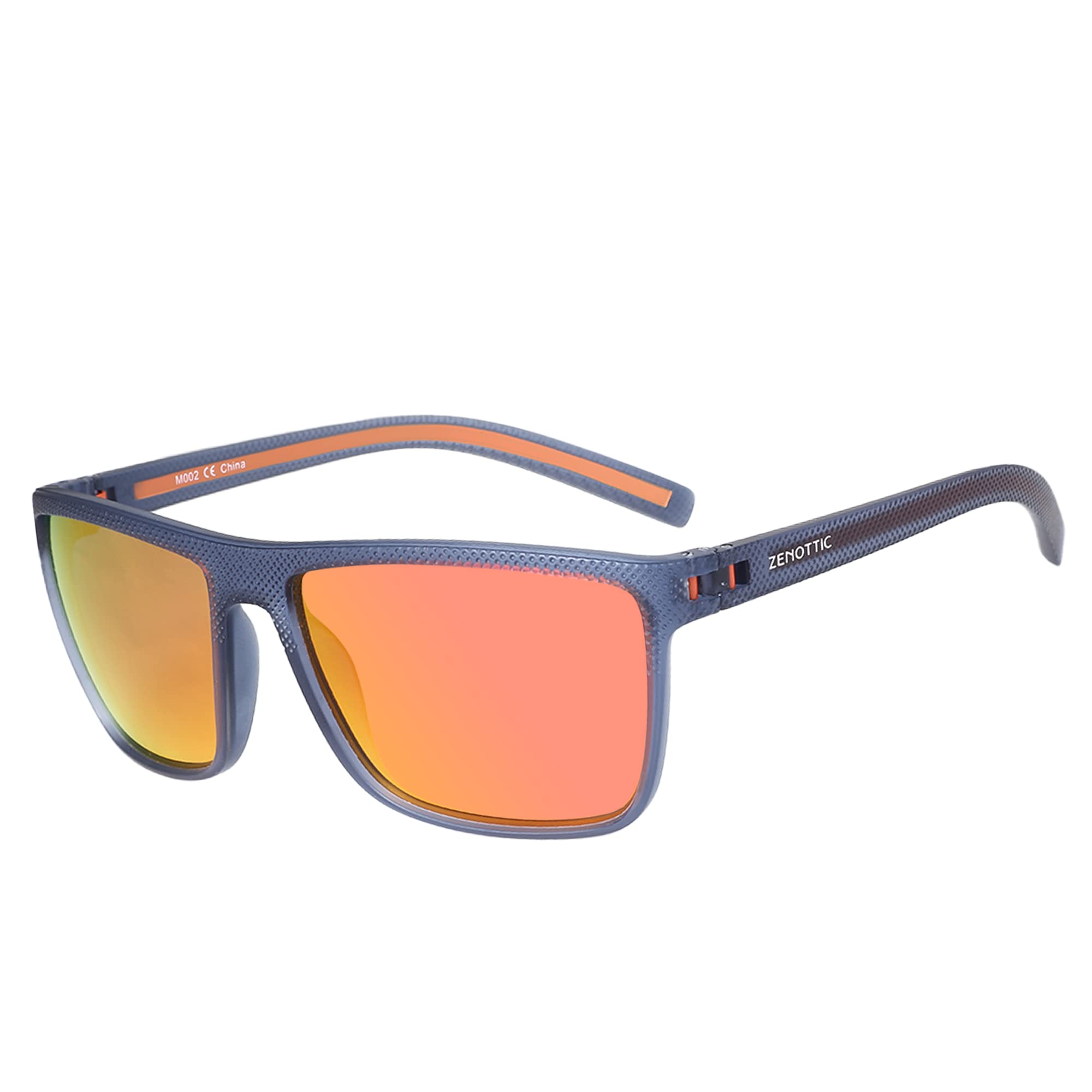 Craques men's polarized sunglasses with blue textured frame and orange reflective lenses