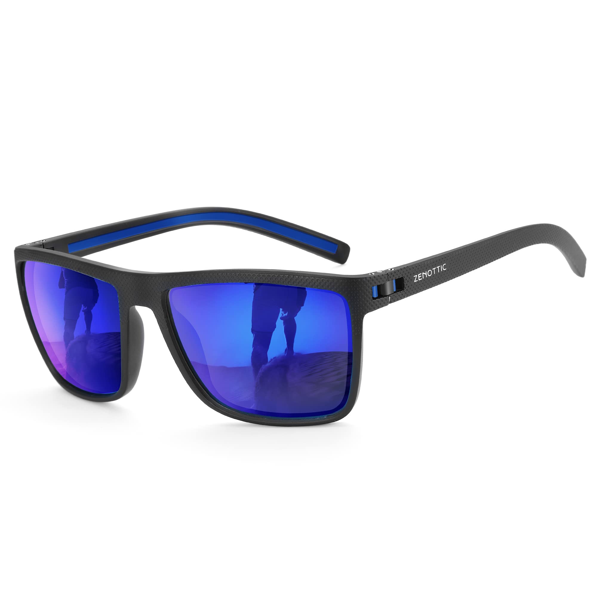 Craques men's polarized sunglasses with black frame and blue mirrored lenses for UV protection