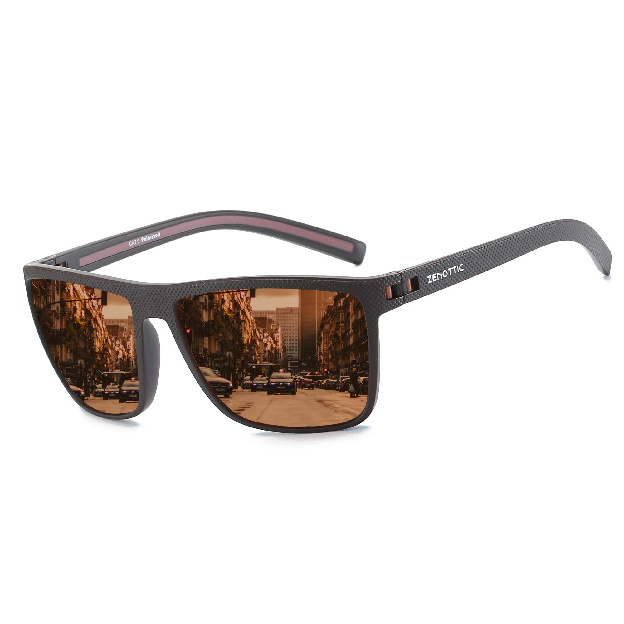 Craques men's polarized sunglasses with brown lenses and sleek black textured frame