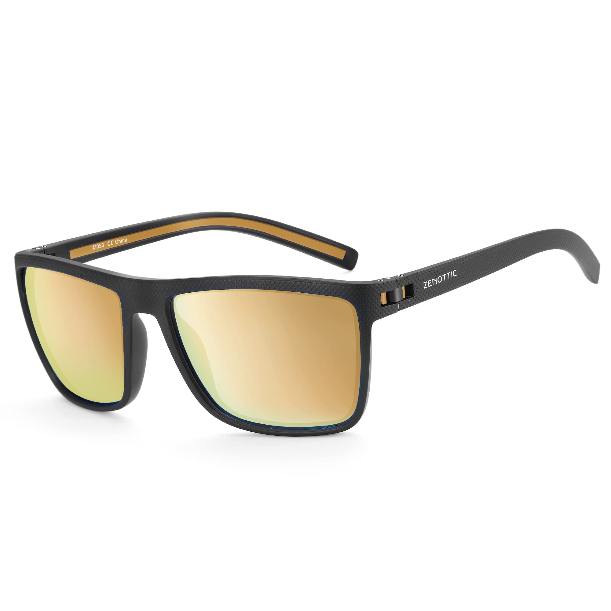 Craques men's polarized sunglasses with black frames and gold reflective lenses for sun protection