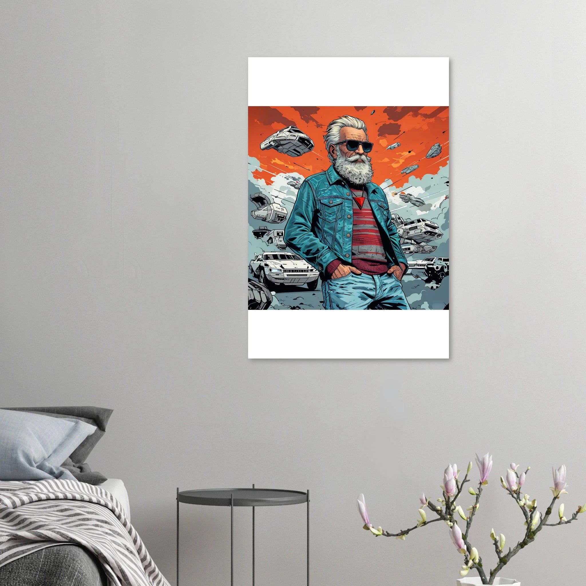 Elder Man in a Futuristic Chaos Foam Portrait - Print Material