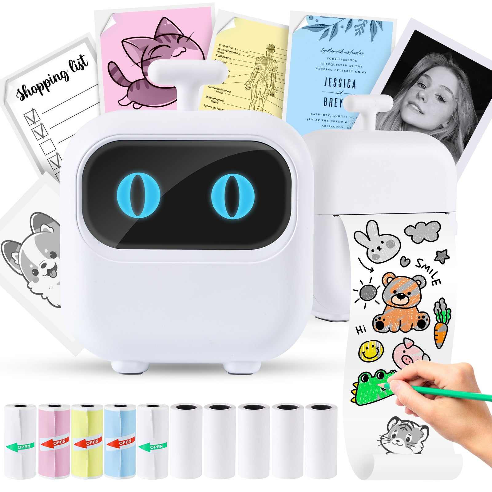 Thermal Mini Printer X2 Inkless Sticker Maker With Papers & Bluetooth Portable Pocket Phone For Notes Receipts Pictures